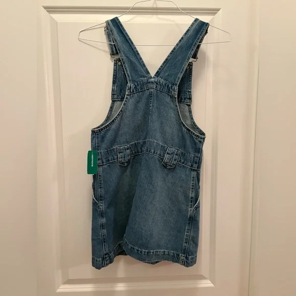 FREE PEOPLE EDDIE DENIM OVERALL MINI DRESS SKIRTALL XS NWT - Picture 10 of 15